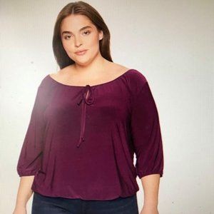 Star Vixen  Peasant Elastic-Hem Keyhole Top